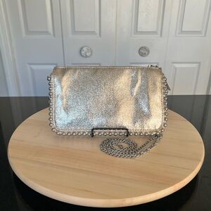Zara Metallic Silver Clutch with Chain